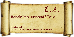 Boháts Annamária névjegykártya